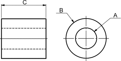 Distanzhülsen 2,2-4-2 Zeichnung