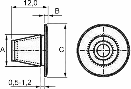 Dichtstopfen 10 mm Zeichnung