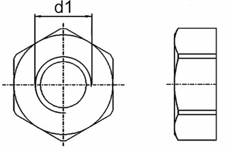 Muttern ~DIN 934 M16 Zeichnung