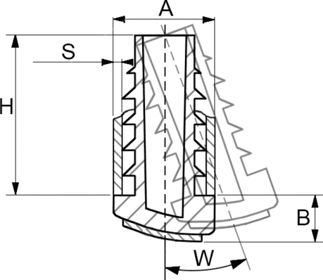 Lamellenstopfen schräg, oval 40x20x1-2 Zeichnung