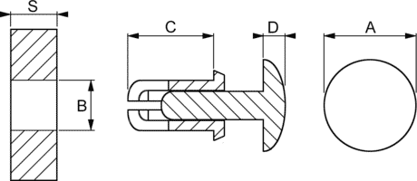 Schnappniete 12,0x6,1x8,0x3,0 Zeichnung