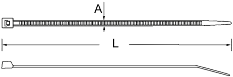 Kabelbinder wiederlösbar 4,8 x 370-380 Zeichnung