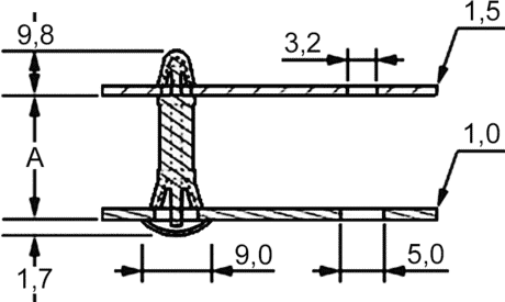 Leiterplattenhalter mit Kopf 36,0 Zeichnung