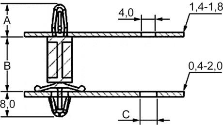 Leiterplattenhalter 28,6 Zeichnung