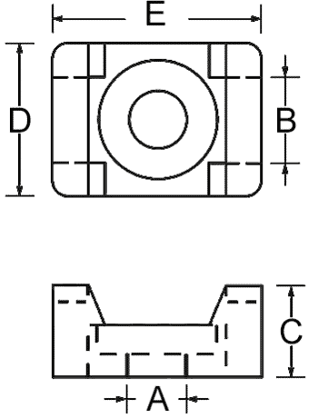 Montagesockel für Kabelbinder 9 mm Zeichnung