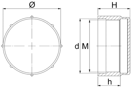 Gewindekappen BSP/GAS 2 1/2&quot; x 11 Zeichnung