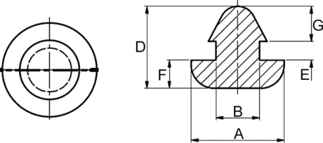 Tüllenfüße 7,9/3,7/7,0/1,6/2,4/3,0 Zeichnung
