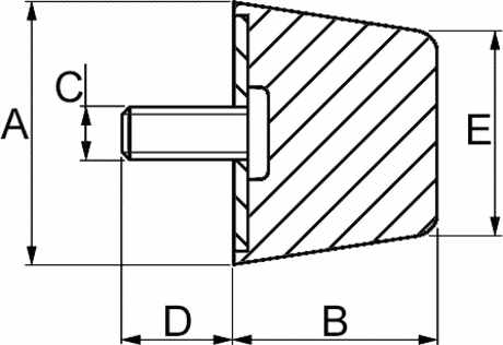 Gummi-Metall-Anschlagpuffer AG M10x25 Zeichnung