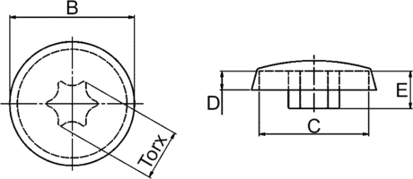 Kappe für Torx-Schrauben Nr. 40 Zeichnung