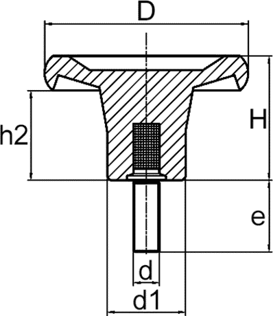 Scheibenhandräder M12x40 Ø80 / Form T Zeichnung