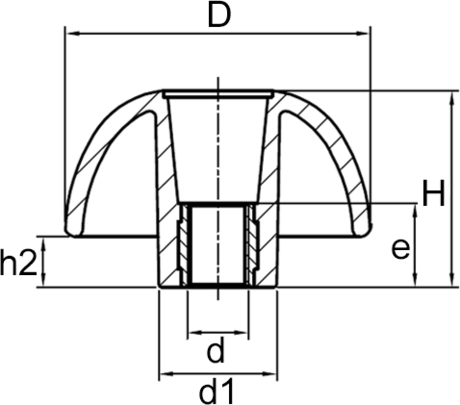 Sterngriffmuttern M12 Zeichnung