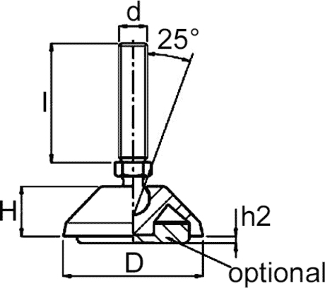 Maschinenfüße mit Kugelgelenk M14x120 Zeichnung
