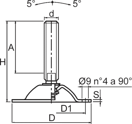 Justierfüße M30x125 SW24 Zeichnung